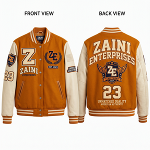 Veste universitaire pour femmes, mélange de laine premium 700 GSM, manches en cuir crème, patch en chenille, logo personnalisé, streetwear - Product Image 1