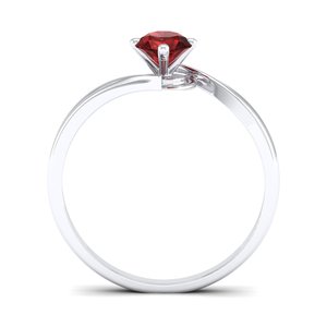แหวนหมั้นพลอยโกเมนทรงกลม REYES น้ำหนัก 0.5 กะรัต ทองคำแท้ 14K แหวนพลอยเดี่ยวสำหรับผู้หญิง เครื่องประดับชั้นดี - Product Image 4