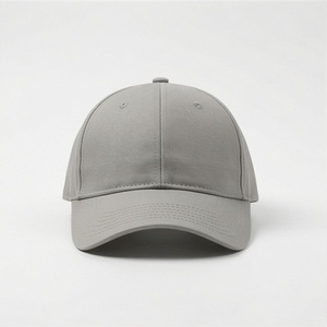 Casquette de baseball unisexe grise à 6 panneaux, couleur unie, tissu sergé, fermeture ajustée, style décontracté, chapeau pour adulte - Product Image 1