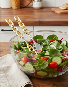 Cucharas de servir de acero inoxidable con mangos de cadena chapados en oro, acabado espejo, diseño moderno para uso en fiestas. - Product Image 5