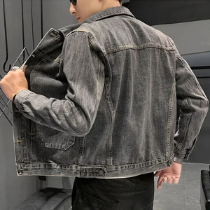 Veste en jean denim OEM pour hommes Vêtements d'extérieur décontractés Veste d'automne Manteau boutonné en jean Veste en jean oversize pour hommes - Product Image 3