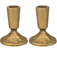 Satin-Goldene Handgefertigte Aluminium-Kerzenständer, Schwere Kompakte Konische Fassung, Paar für Weihnachtliche Luxusdekoration