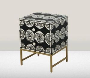 Elegant Bone Inlay Side <b>Table</b> With Handcrafted Mosaic Design For Living Room Bedroom And Luxury Interior Spaces - Product Image 2