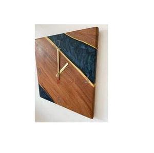 Horloge murale en bois naturel et résine époxy, finition polie rustique, idéale pour cadeau, décoration intérieure, restaurant, hôtel - Product Image 4
