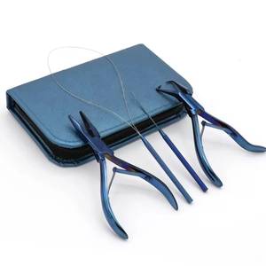 Morje Surgical Stainless Steel Hair Extension <b>Pliers</b> <b>Set</b> for Weave Installation and Removal Human Hair Blue Color High Quality - Product Image 1