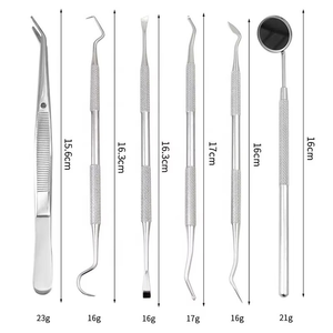 Kit dentaire ergonomique manuel à double tête pour l'hygiène bucco-dentaire, outils légers réutilisables en acier inoxydable pour le nettoyage des dents - Product Image 6