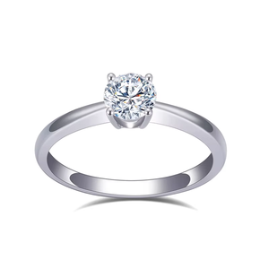 Anillo de Oro Sólido de 18K con Diamante Cultivado en Laboratorio Certificado de Corte Redondo de 0.61CT, Joyería Sencilla - Product Image 1