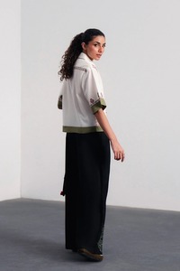 Chemise courte en coton ethnique pour femmes avec broderie, style Inde Pakistan, coupe ample, décontractée, toutes saisons, blanc, vert, noir - Product Image 5