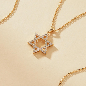 สร้อยคอทองคำ 14k รูปดาวหกแฉก_จี้เพชรเพาะเลี้ยงในห้องปฏิบัติการ - Product Image 1