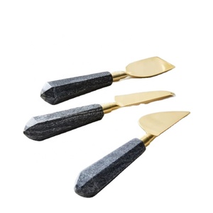 Best price Marble and Gold Cheese Knife Set of 3 Perfect for Serving Cheese and Appetizers Stylish Luxury Kitchen Tool - Product Image 1