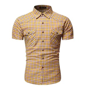 Chemise en coton respirant à manches courtes et coupe oversize pour homme, motif tartan sergé, idéale pour les sports de plein air, la randonnée urbaine, l'escalade, la chasse, le printemps - Product Image 5