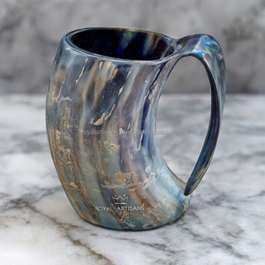 Premium Handmade Viking Horn Mug – Natural Buffalo Horn Ale Beer Cup, Rustic Medieval <b>Drinkware</b> for Bar & Gift - Product Image 2