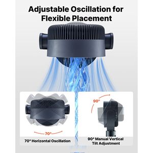 Ventilatore oscillante da 7 pollici con piedistallo, motore DC a 12 velocità e 3 modalità, timer 15H e telecomando, compatibile con prese 110V, compatibile con spine AU e US - Product Image 3