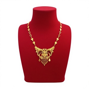 Collier floral en or massif 22 carats, design traditionnel complexe, bijoux en or fin faits à la main pour mariage indien, mariée - Product Image 1