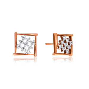 18K Rose Gold Square Diamond Stud Earrings Geometric Lab Grown Diamond Minimalist Fine Jewelry for Women - Product Image 2