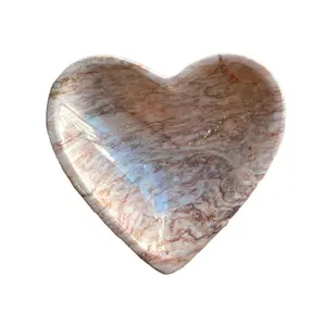 핑크 오닉스 대리석 하트 모양, 독특한 돌 대리석 하트, 하트 모양 종이 무게