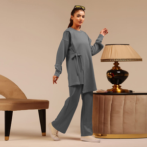 Conjunto de Dos Piezas Casual y Holgado de Moda Europea y Americana 2026, Nueva Colección de Invierno, Tejido Sólido para Mujeres Musulmanas - Product Image 3