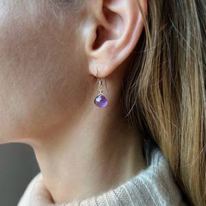 Amethyst Sterling Silver Drop <b>Earrings</b> Trendy Design Third Party Certified February Birthstone Jewelry Gift for Women - Product Image 2