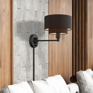 Modern Wall <b>Sconce</b> With Black Fabric Shade Adjustable Arm Design Rectangle Shape Irregular Pattern <b>Lighting</b> Fixture - Product Image 1