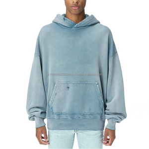 Pull à capuche lourd personnalisé pour hommes Hoddie Brand Retro Washed Old Solid Color Loose Hoodies Top - Product Image 5