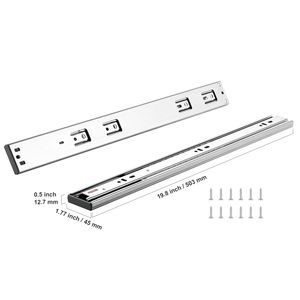 Guide per cassetti in acciaio da 20 pollici, a estrazione totale, per impieghi gravosi, con chiusura ammortizzata e silenziosa, montaggio laterale, per cabina, 6 paia - Product Image 5