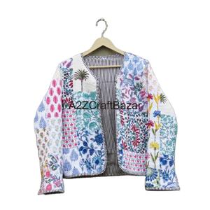 Chaqueta Reversible de Mujer A2ZCraftBazar, Hecha a Mano, de Algodón Transpirable de Secado Rápido, con Estampado en Bloques, Acolchada, con Cuello en V y Diseño de Patchwork - Product Image 5
