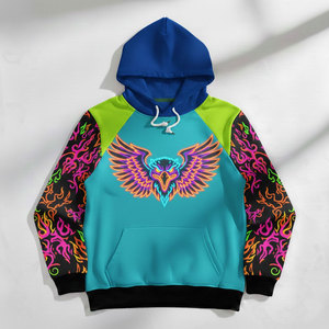 เสื้อฮู้ดดี้กีฬาผู้ชายลายวงจรอิเล็กทรอนิกส์สีนีออนพิมพ์ลายดิจิตอลแบบซับลิเมชั่นสำหรับฤดูหนาว - Product Image 2