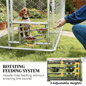 Caseta para Perros de Exterior con Jaula y Gallinero Integrado para Comederos de Animales - Product Image 3