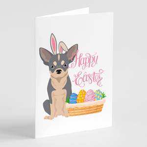 Blue <b>White</b> Chihuahua Easter Note Cards Pack of 8 Whimsical A7 Size 5x7 Blank Greeting Cards with <b>Envelopes</b> - Product Image 1