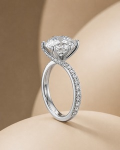 Bague de fiançailles en argent 925 pour femme, diamant de culture, taille brillant rond, style classique, certifiée IGI - Product Image 1