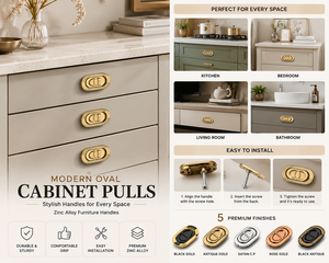 Modern Oval Metal Cabinet <b>Drawer</b> <b>Pull</b> Handles Flush Recessed Design for Workshop Kitchen Bedroom Sliding Doors-Durable Antirust - Product Image 4