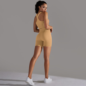 Women 2 Piece Yoga Set High Waist Wide Leg <b>Pants</b> Crew Neck Crop Top Cut-Out Back <b>Spandex</b> Polyester Seamless Activewear - Product Image 4