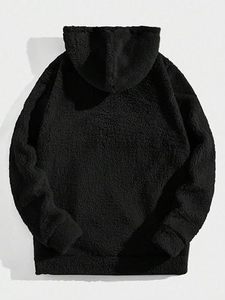 Sudadera con capucha de forro polar Sherpa premium, gruesa, de lana de cordero, cálida, con media cremallera, extragrande, cortavientos, para invierno, informal, para exteriores, para hombre, DDP - Product Image 4
