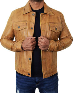 Hot Sales High Quality Men Winter Leather <b>Jacket</b> Plus Size Casual Style Waterproof Windproof Breathable Eco-Friendly OEM Custom - Product Image 1