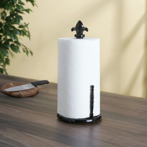 Antique Black Iron Paper Towel Holder For Kitchen Standing <b>Roll</b> <b>Rack</b> Twisted Finial Design Handcrafted Metal Tissue Dispenser - Product Image 5
