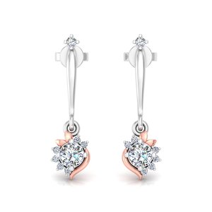 Clásicos Pendientes de Diamantes de Oro Blanco Sólido de 14k para Mujer, Corte Brillante Redondo, Diamantes Cultivados en Laboratorio, Joyería de Boda - Product Image 1