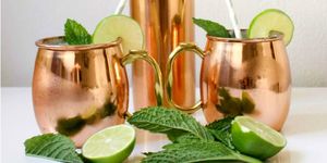 Copper mule mug set for stylish festive drink aesthetics hammered finish metal cups durable reusable serving party mugs - Product Image 2