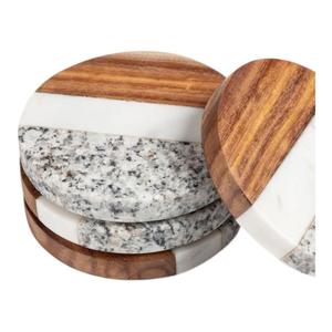 Sous-verres modernes personnalisés en bois naturel et résine, épaisseur 300 mm, résistants à la chaleur, réutilisables, pour la maison et la table - Product Image 1