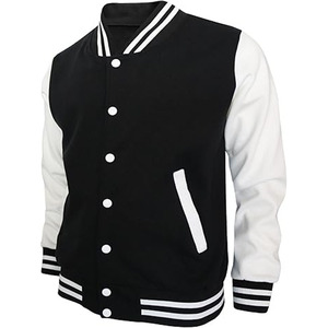Wholesale OEM Chenille Letter Embroidery Patches Custom Logo College Leather Sleeve Black Wool Varsity Baseball Letterman <b>Jacket</b> - Product Image 1