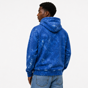 Sudadera con Capucha Azul Tie Dye para Hombre, Sudadera Gruesa con Bolsillo Frontal con Logotipo Personalizado, Ropa Urbana de Invierno - Product Image 3