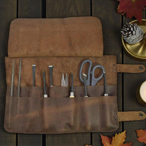 Étui à outils en cuir pleine fleur de qualité supérieure, enroulable, pour charpentier, menuisier, artisan, vente en gros OEM. - Product Image 2