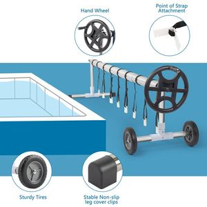 Avvolgitore per Copertura Piscina a Cinque Sezioni (1,15m Ciascuna) da 14 Piedi, Capacità di Carico 60kg, Nero, per Rotolo di Pellicola per Piscina - Product Image 5