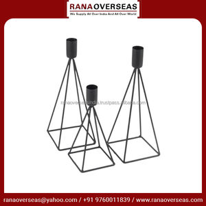 Bougeoir en fer géométrique de haute qualité en noir fini pour la décoration de fête de table à manger de mariage à prix compétitif - Product Image 5