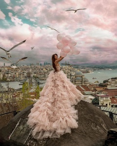 Nouvelle arrivée robes longues volantes pour Photoshoot | Robe longue train pour femmes - Product Image 1