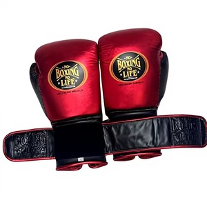 Gants d'entraînement à lacets No Boxing No Life, rouge et noir, en cuir PU, fabriqués au Mexique, équipement de boxe pour adultes, 10 oz - Product Image 2
