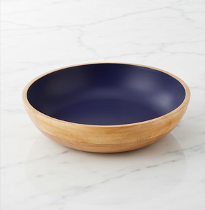 Nordic Acacia Wood <b>Bowl</b> With Navy Blue Coating Polished Eco Friendly Dinnerware For Home And Kitchen Use - Product Image 1