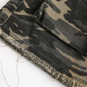 Pantalones Cortos de Mezclilla para Hombre al por Mayor de Fabricante, Estilo Camuflaje, Cargo, de Tela Vaquera, Holgados, Vintage, con Dobladillo Desgastado, para Exteriores - Product Image 5