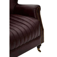 Fauteuil d'appoint Chesterfield capitonné en cuir, style moderne et minimaliste, avec structure en bois massif, inspiré des avions, pour salon