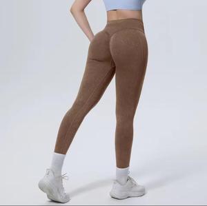 High Waist Full Length <b>Knitted</b> Spandex/Nylon 220g <b>Leggings</b> Solid Color Stretch Breathable Comfortable Sporty Women's Push Yoga - Product Image 2