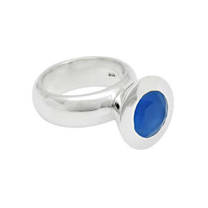 Anillo de Plata de Ley 925 con Piedra de Calcedonia de Corte Redondo, Estilo Boho Clásico, Joyería para Mujer al Precio Más Bajo, Precio al por Mayor - Product Image 1
